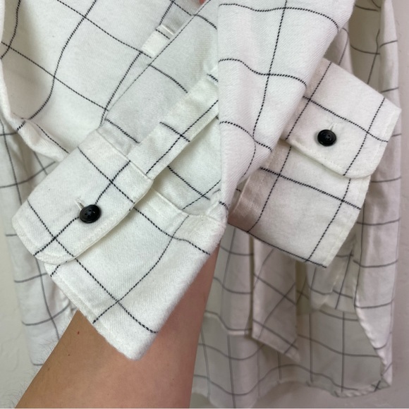 Madewell Flannel Tie-Neck Button Down Shirt in Windowpane K0191 Size Small New - Picture 9 of 16